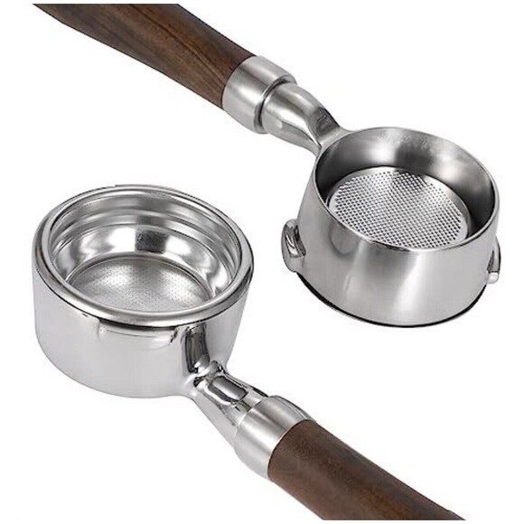 58mm Bottomless Portafilter Dble Shot Filter Basket Wood Handle Coffee Espresso - Picture 4 of 5